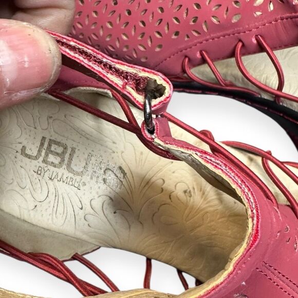 JBU BY JAMBU Women’s Red Cutout Nelly Memory Foam Wedge Sandals Size 9.5 - Picture 7 of 10